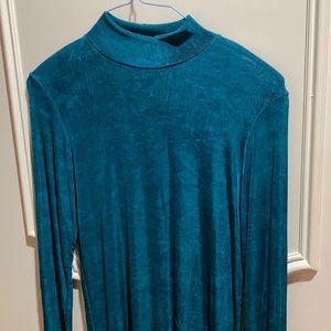 Blue Stretchy Fabric Turtle Neck.